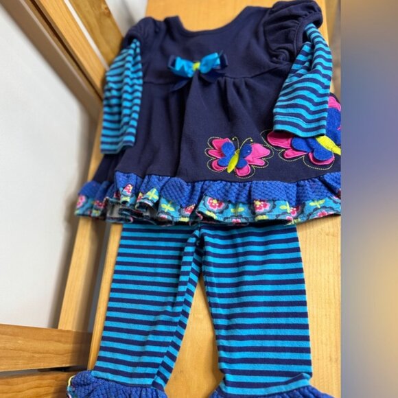 💙 Rare Too! Butterfly 2-Piece Outfit (12M) - Picture 2 of 9